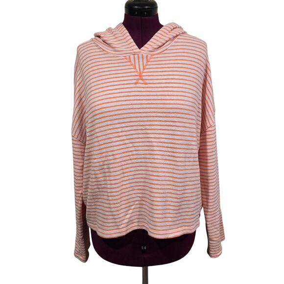Women's Love by Gap Orange Striped Terry Knit Hoodie | Size XL - Picture 1 of 9